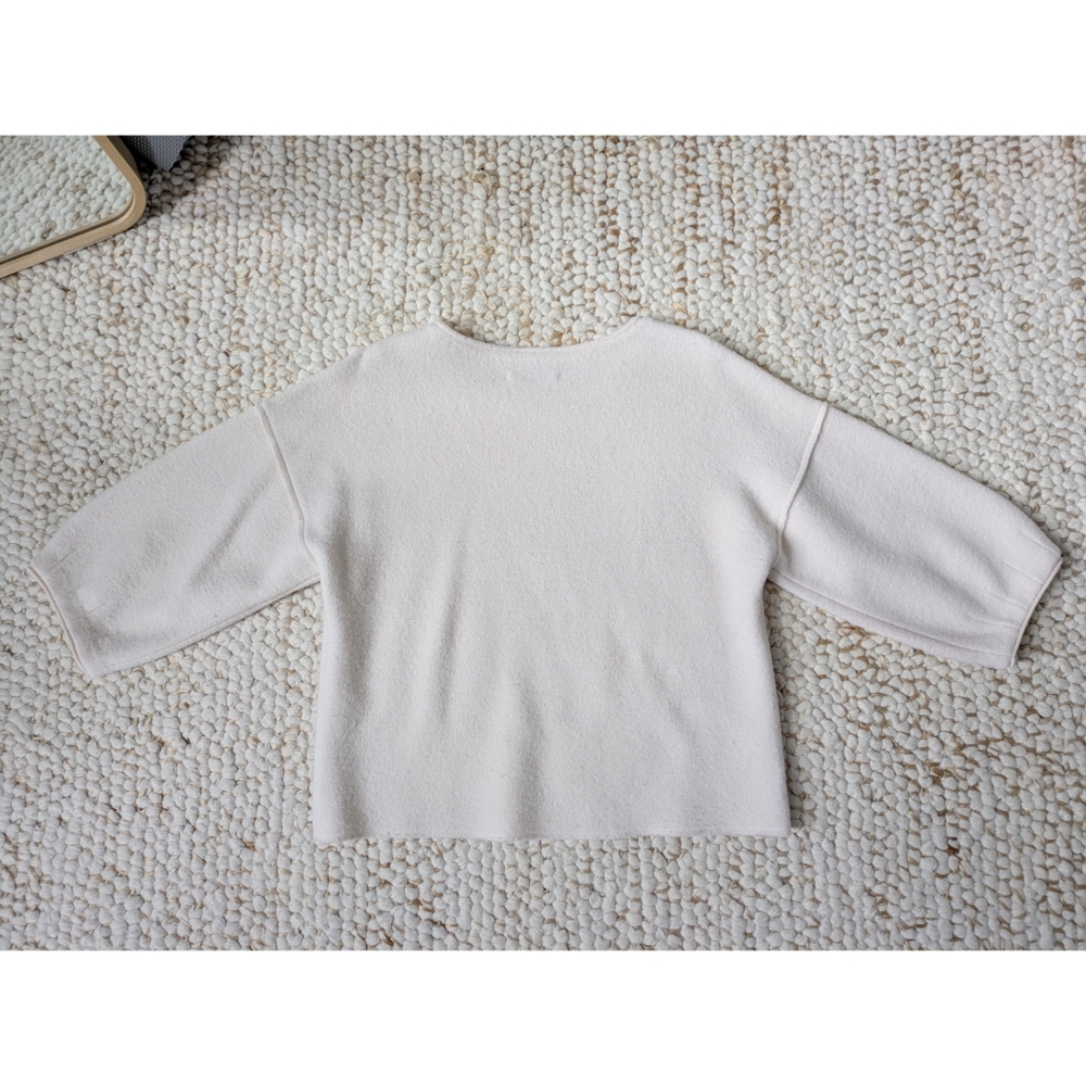 Alice + Olivia Wool Cropped Scooped Neck Three-quarter Sleeve Sweater Size M - Picture 8 of 14